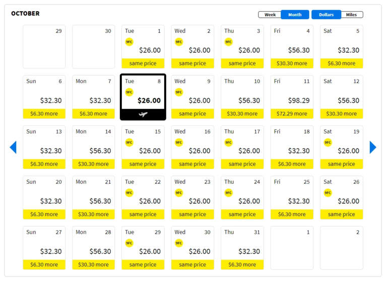 Spirit Airlines Low Fare Calendar 202324 Get the Best Deals
